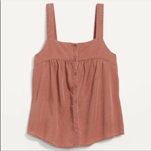 Pink Garment Dyed Button Front No Peek Cami Top Size 4X - Picture 4 of 7